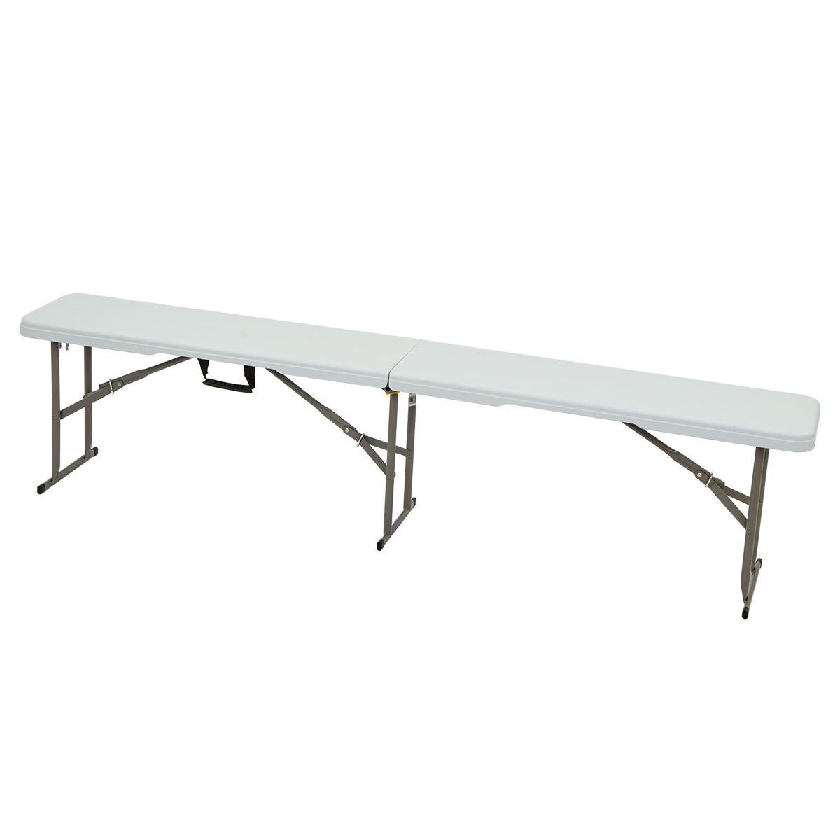 Ławka ogrodowa cateringowa Saska Garden składana w walizkę 183x28x43 cm biała