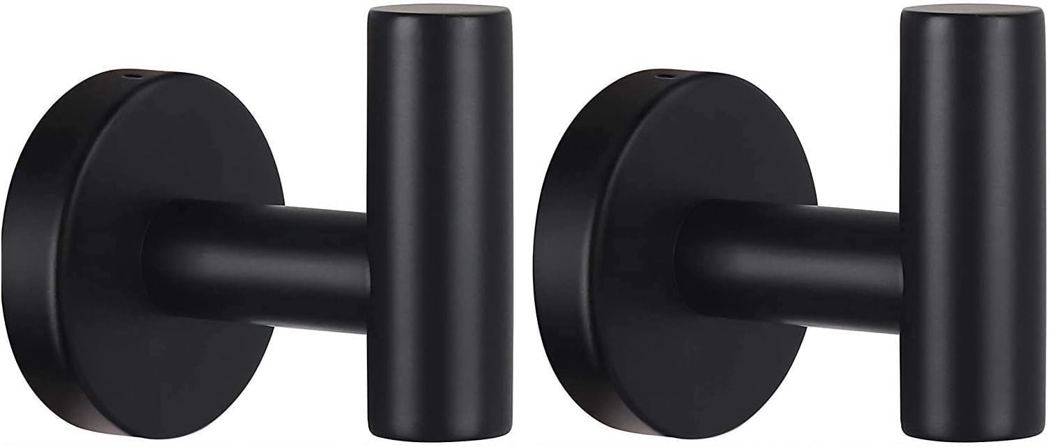 Hak ścienny do łazienki, wieszak na ręczniki kuchenne, wieszak na ręczniki ze stali nierdzewnej (czarny) 2 szt.