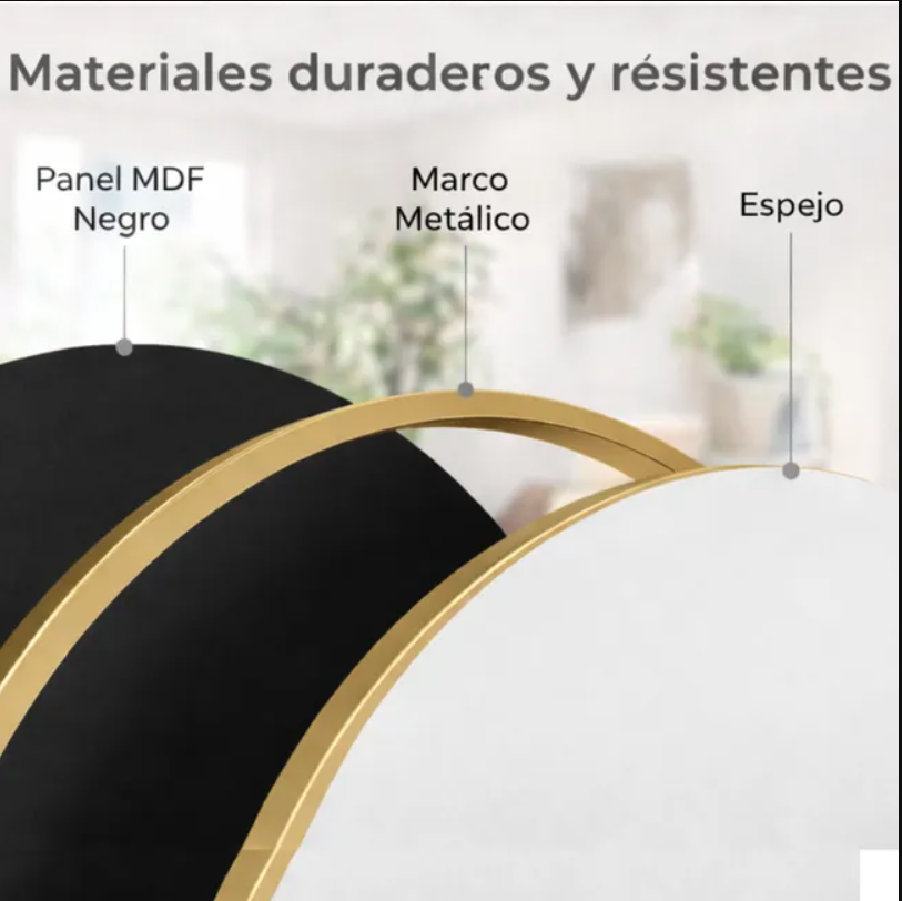 Espejo redondo de pared con marco de metal 80cm, DORADO - Estilo moderno para baño, salón o entrada - 7