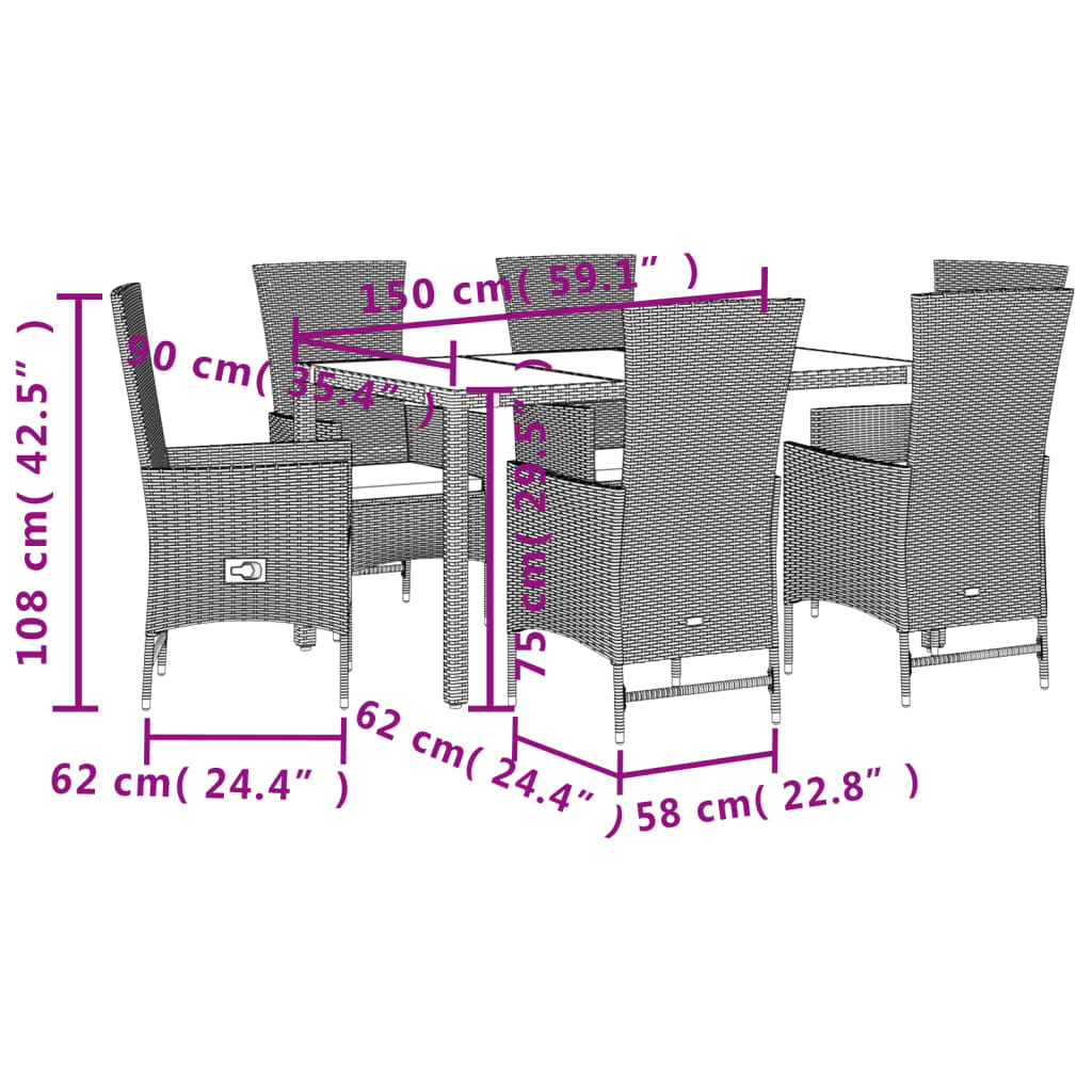 Maison Exclusive - Ensemble à manger de jardin et coussins 7 pcs beige poly rotin - 5
