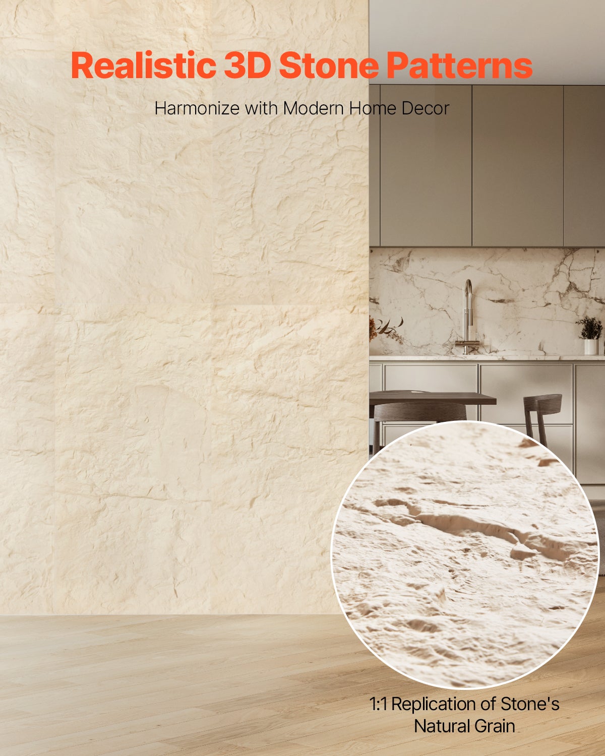 Panneaux muraux VEVOR 3D,48 x 24 po,4 pièces,carreaux imitation pierre PU,couverture 32 pi2,pour plafond,chambre,salon et salle de jeux - 2