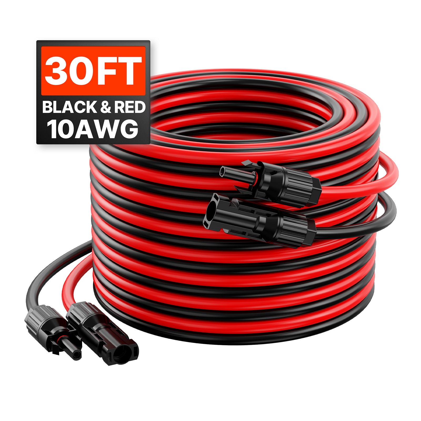 Câble extension SucceBuy 9,14 m,10 AWG,connecteurs mâle/femelle,1500 V CC,IP67,pour panneaux,lot de 2 - 3