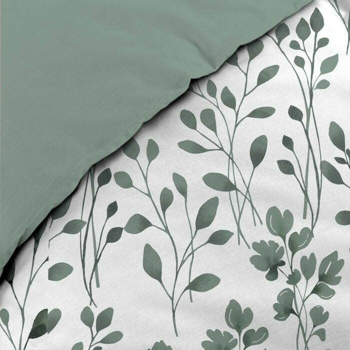 Housse de couette 240 x 220 coton naturel 57 fils MAIWEN Sauge + 2 taies - 2