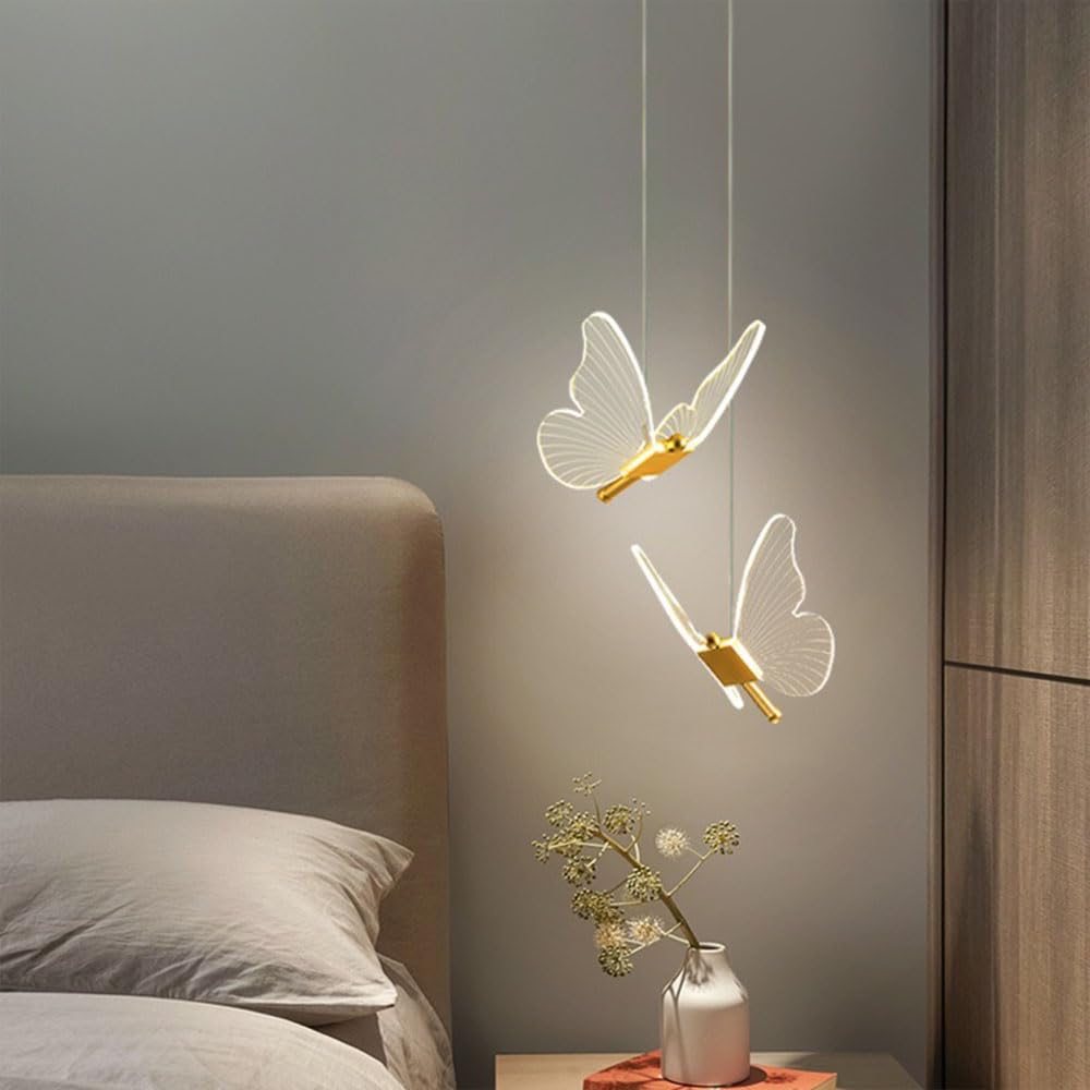 Suspension LED 6W Papillon Créatif Lustre Plafonnier Scandinave Éclairage de Plafond LED Acrylique Luminaire Plafonnier 3000K-6500K Dimmable - 2