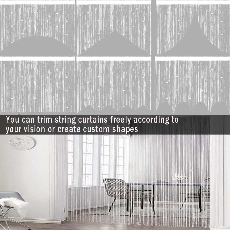 Rideau Anti Moustique Pompons, Separation de Piece Moustiquaire de Porte Entrée et Exterieur pour Fenêtre de Cuisine, (Blanc,100X200cm) - 2