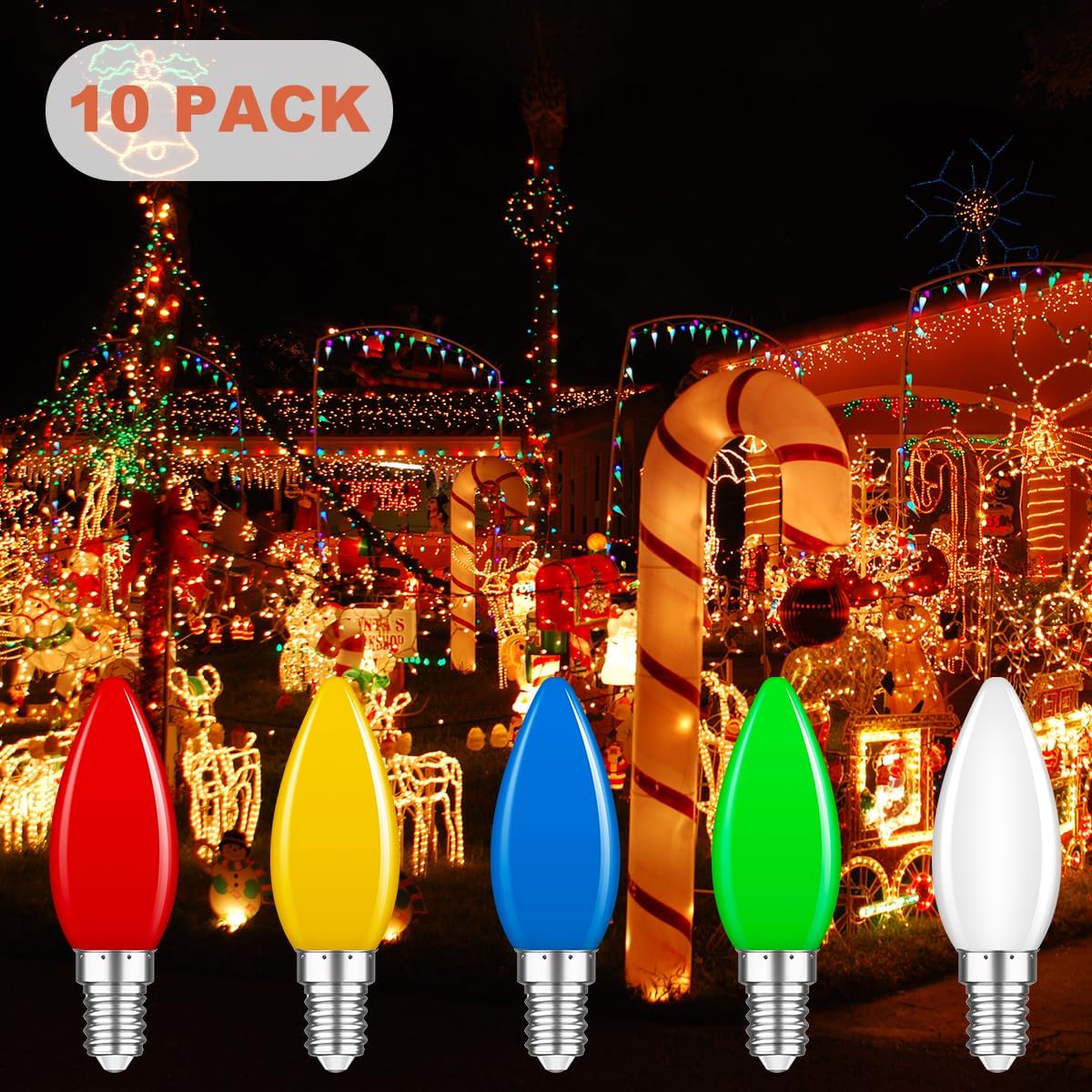 Lot de 10 Couleur E14 1W,Ampoule Couleur E14 Ampoule LED, E14 LED Couleur pour Guirlandes Lumineuses,Fête,Décoration de Noël - 3