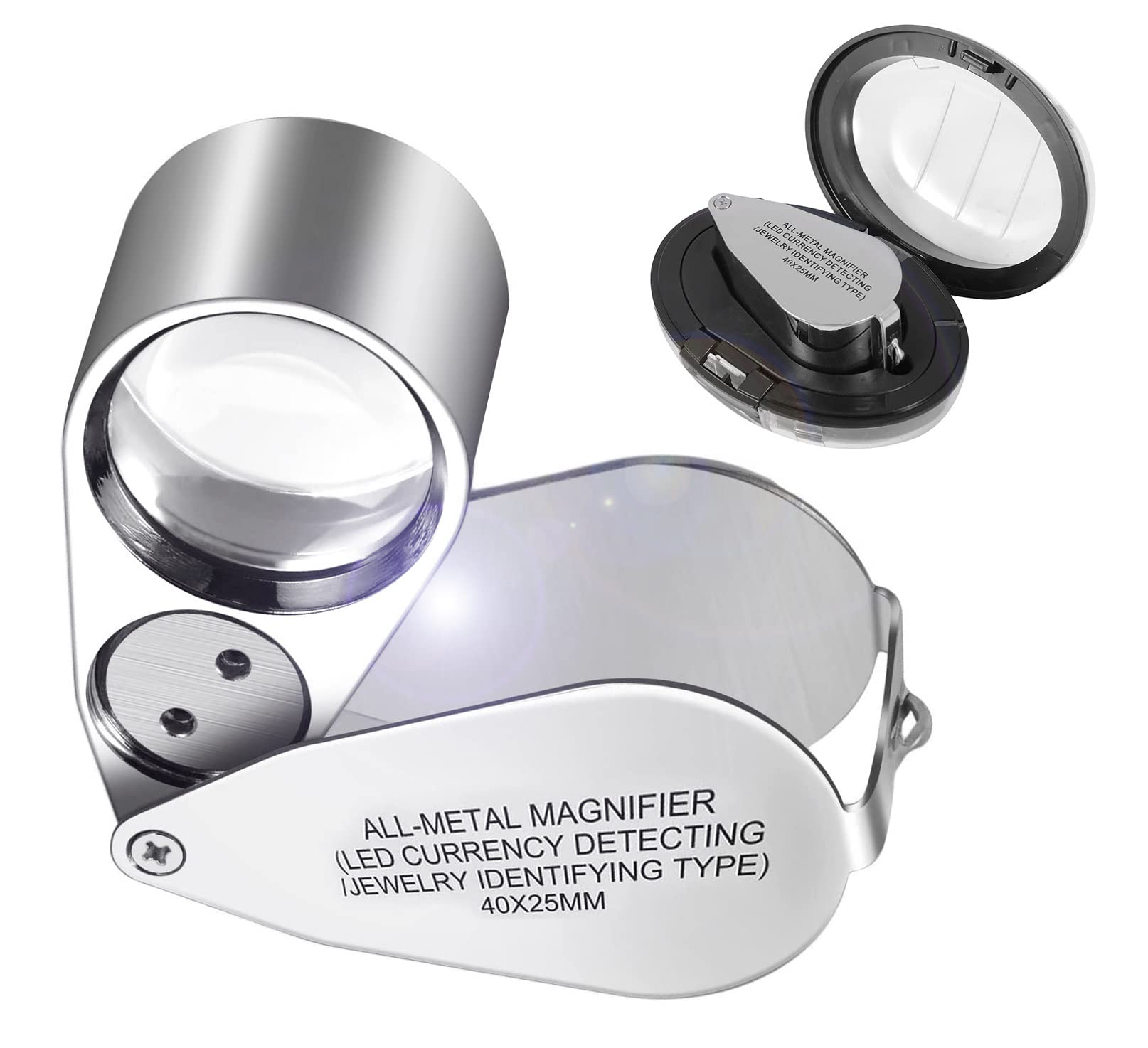 Lot De 10 Loupes De Bijoutier Lumineuses Portables, Grossissement 10X, Avec étui