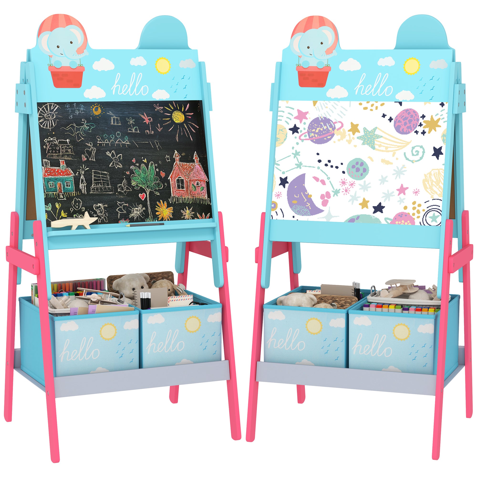 Chevalet Double Face Enfant AIYAPLAY - Tableau Blanc Et Noir Avec Rangement - Pour 18 à 48 Mois - Gris