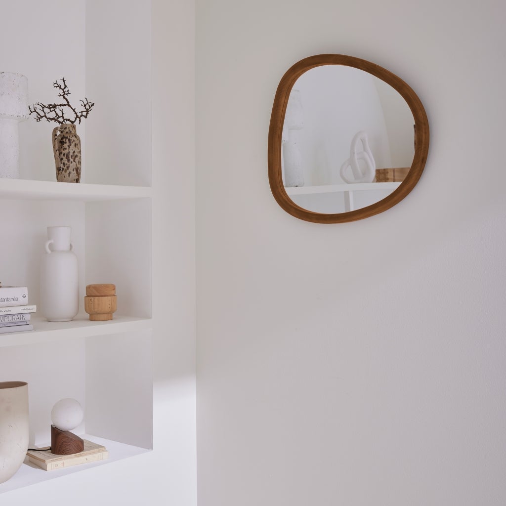 Miroir organique en bois de sapin 55cm couleur noyer CHARLIE L 55 x l 50 x E 3cm CHARLIE - 5