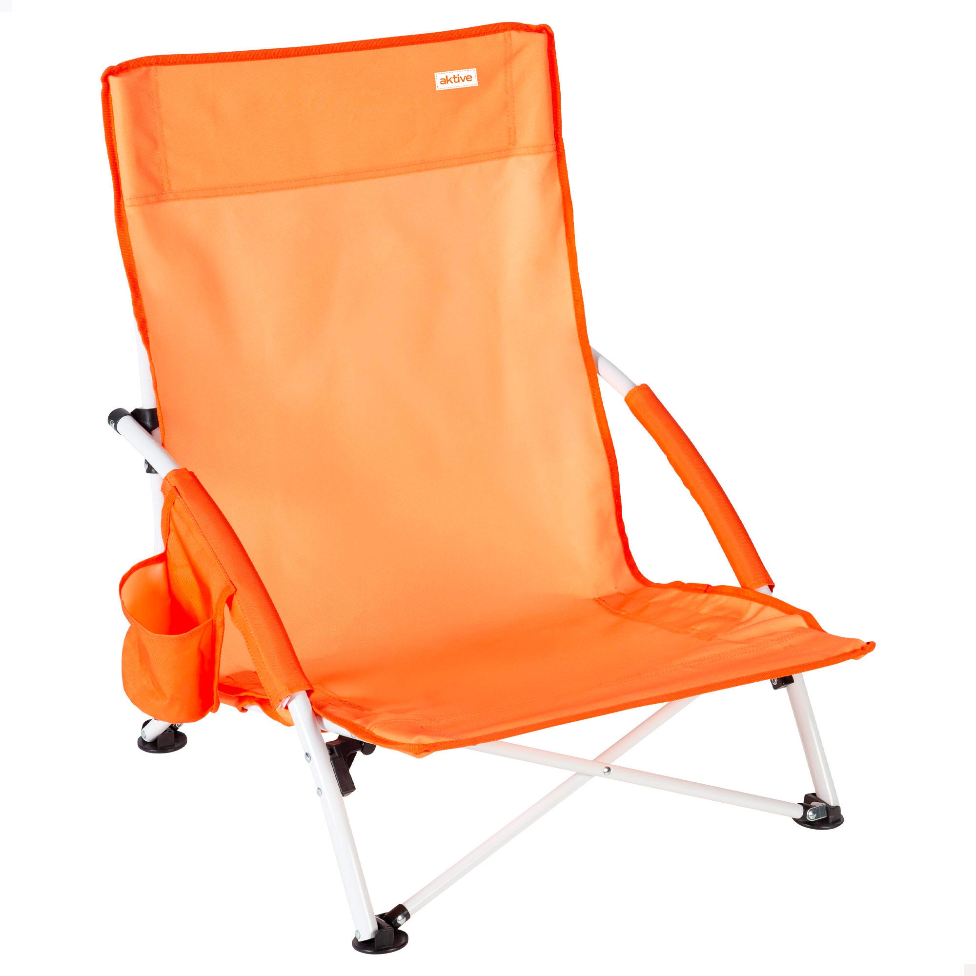 Aktive beach silla de playa plegable con bolsillo lateral naranja 50x49x66 cm