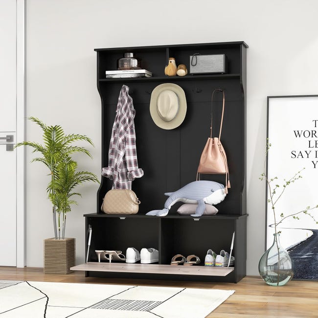 Appendiabiti Da Terra Con Scarpiera - 163cm, Bianco, Con Ganci E Ripiani - Foto 7