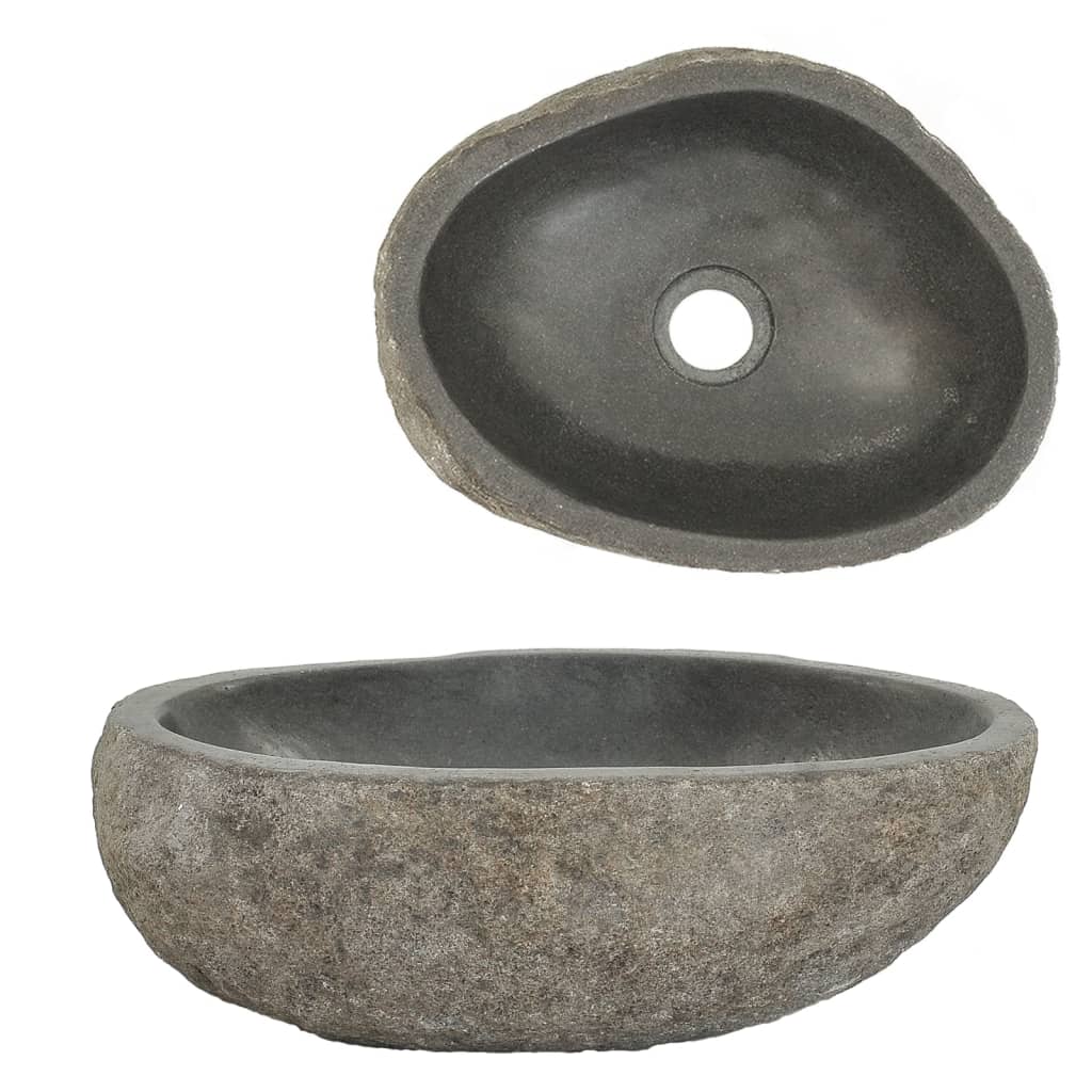 Lavabo en pierre de rivière ovale (29-38)x(24-31) cm vidaXL - 2