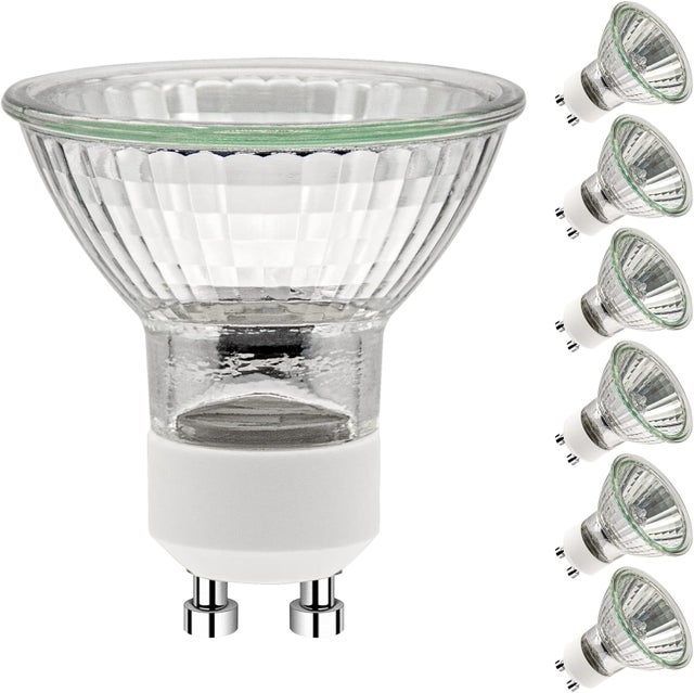 Ampoules GU10 50W (Pack de 6) – Halogènes Dimmables, 230V, 2700K Blanc Chaud, Angle 35°, Éclairage Spot Intérieur