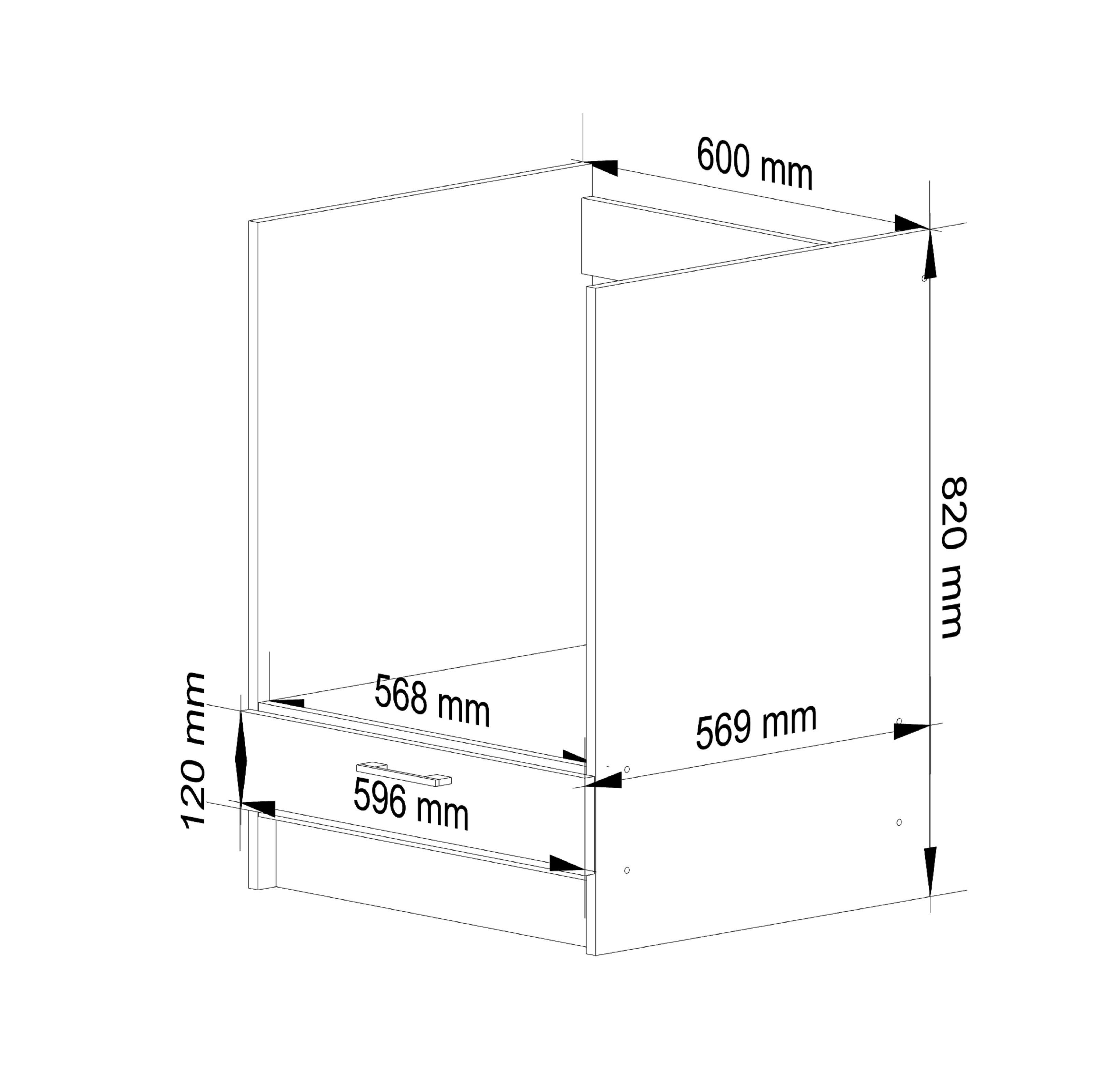 Meuble de cuisine bas / Armoire de four AKORD S60 à four OLIWIA modulable Blanc 60 cm 1 porte couleur Blanc 1 étagère 60x55x82 cm - 3