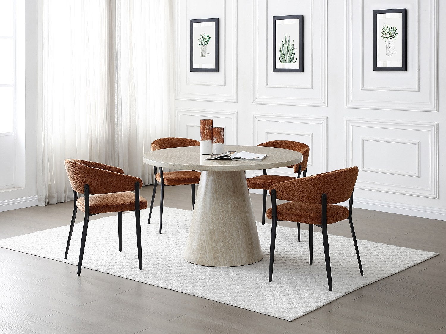 Stół do jadalni dla 4 osób z MDF - Efekt beżowego trawertynu - LARIOZA marki Pascal Morabito