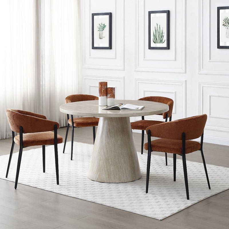 Stół do jadalni dla 4 osób z MDF - Efekt beżowego trawertynu - LARIOZA marki Pascal Morabito