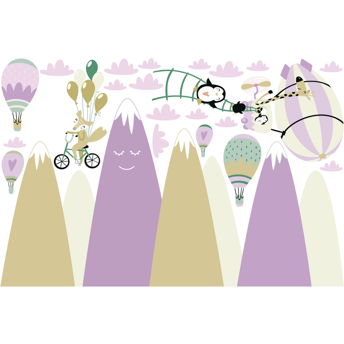 Adesivo montagne scandinave animali e amici divertenti - Sticker adesivo - adesivi murali - 70x105cm - 4