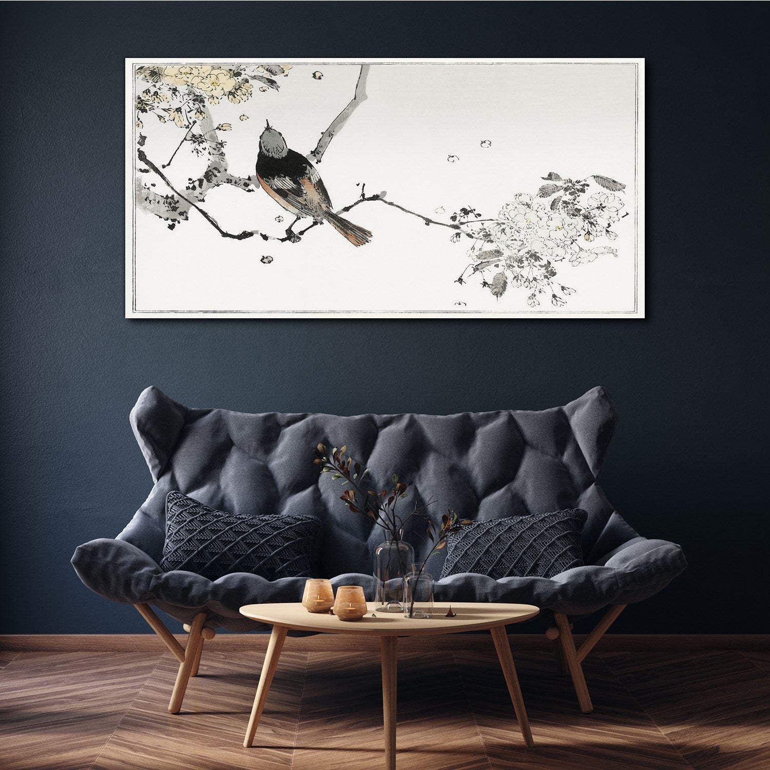 Impression sur Toile 140x70 cm Tulup – Tableau Murale Élégant et Contemporain – Oiseau dans l'arbre - 2