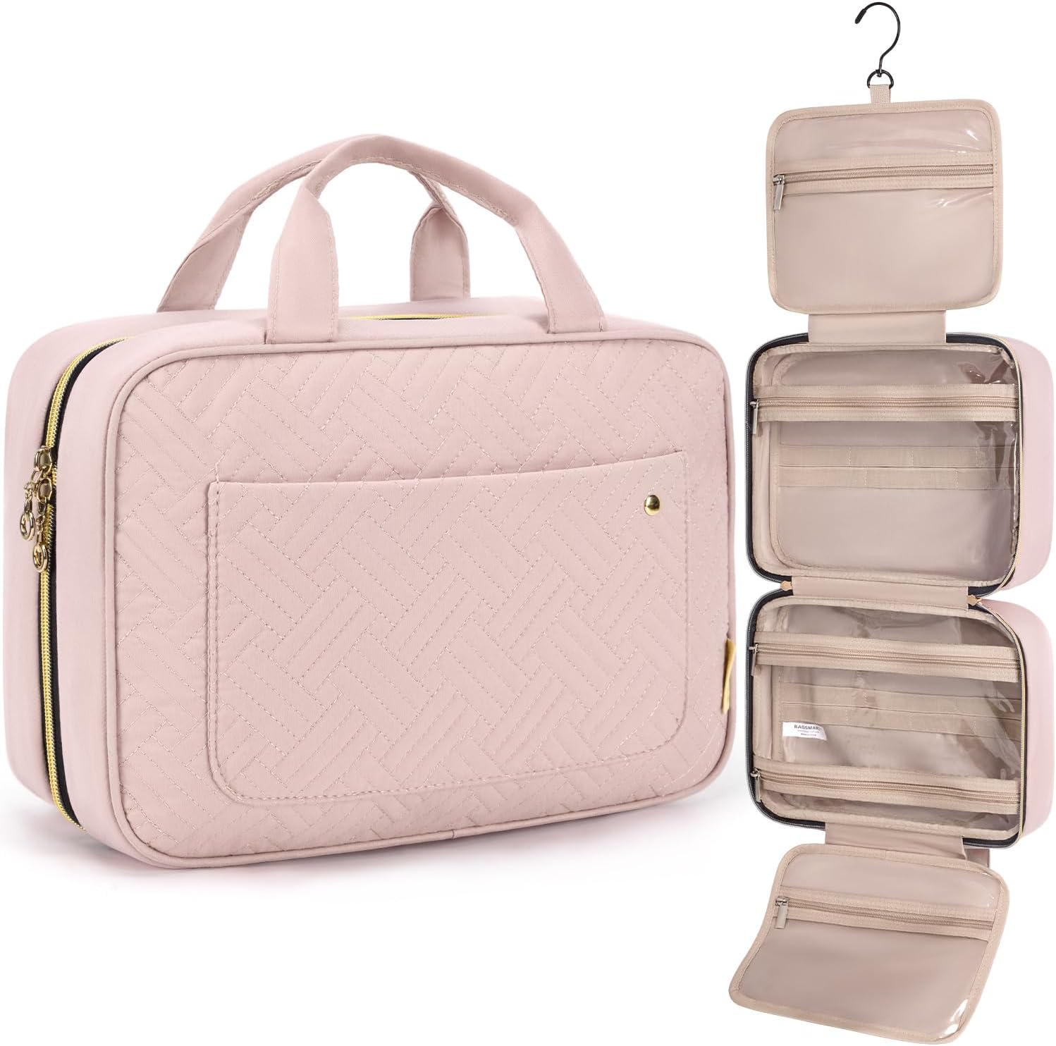 Trousse De Toilette Voyage Suspendue - 24x19x9cm, Motif Léopard - Poches Multiples, Crochet, Idéale Homme/Femme