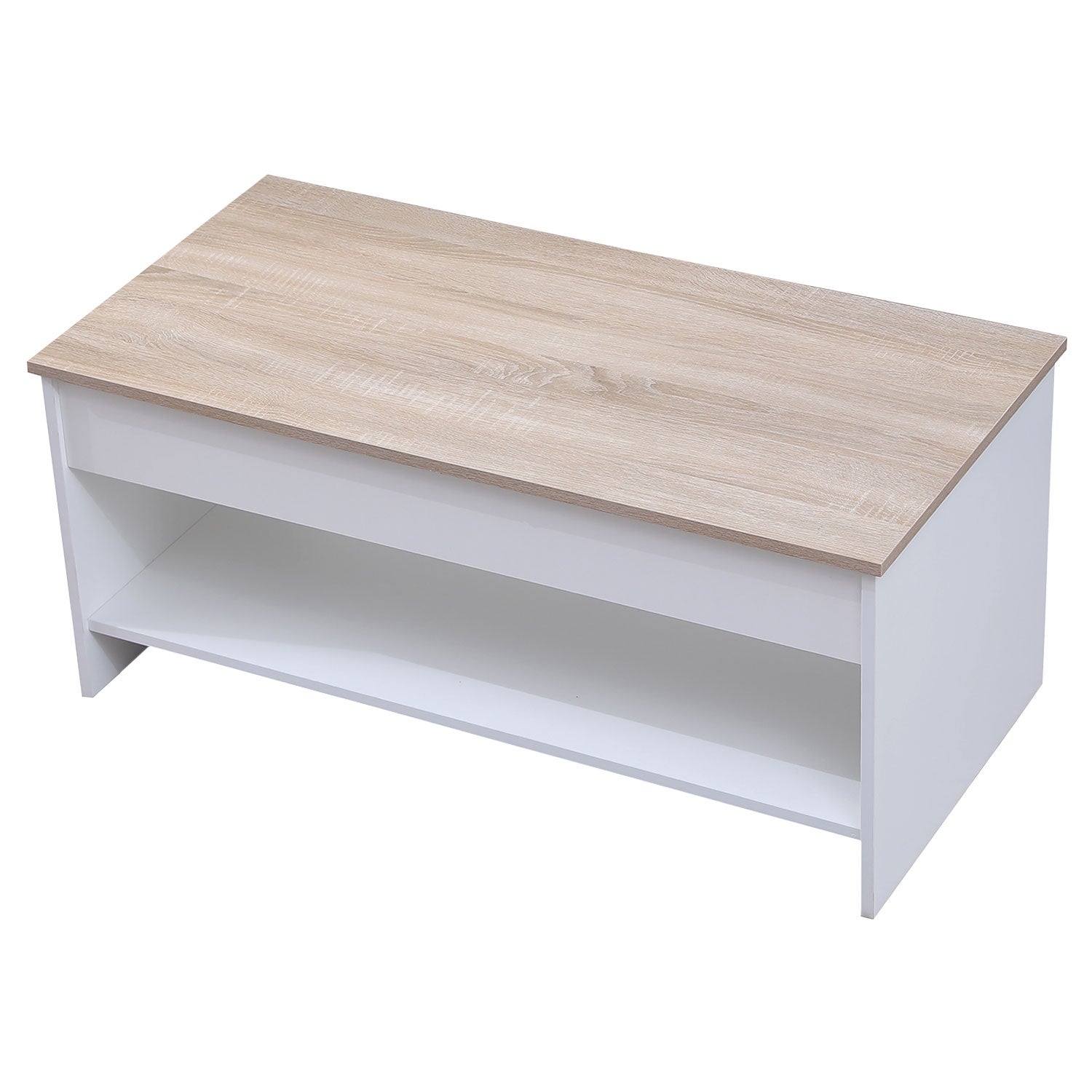 Table basse avec plateau relevable blanche et bois HEDDA - 2