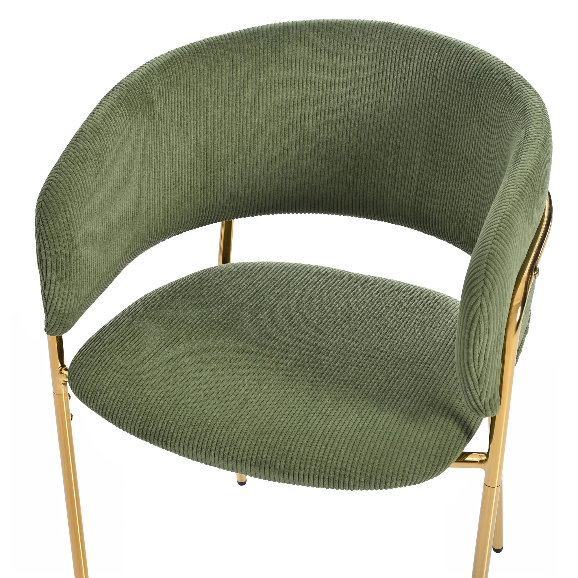 Lot de 2 chaises de salle à manger avec accoudoirs - 55 x 55 x 80 cm - Velours côtelé et pièds en métal doré - Vert - 8