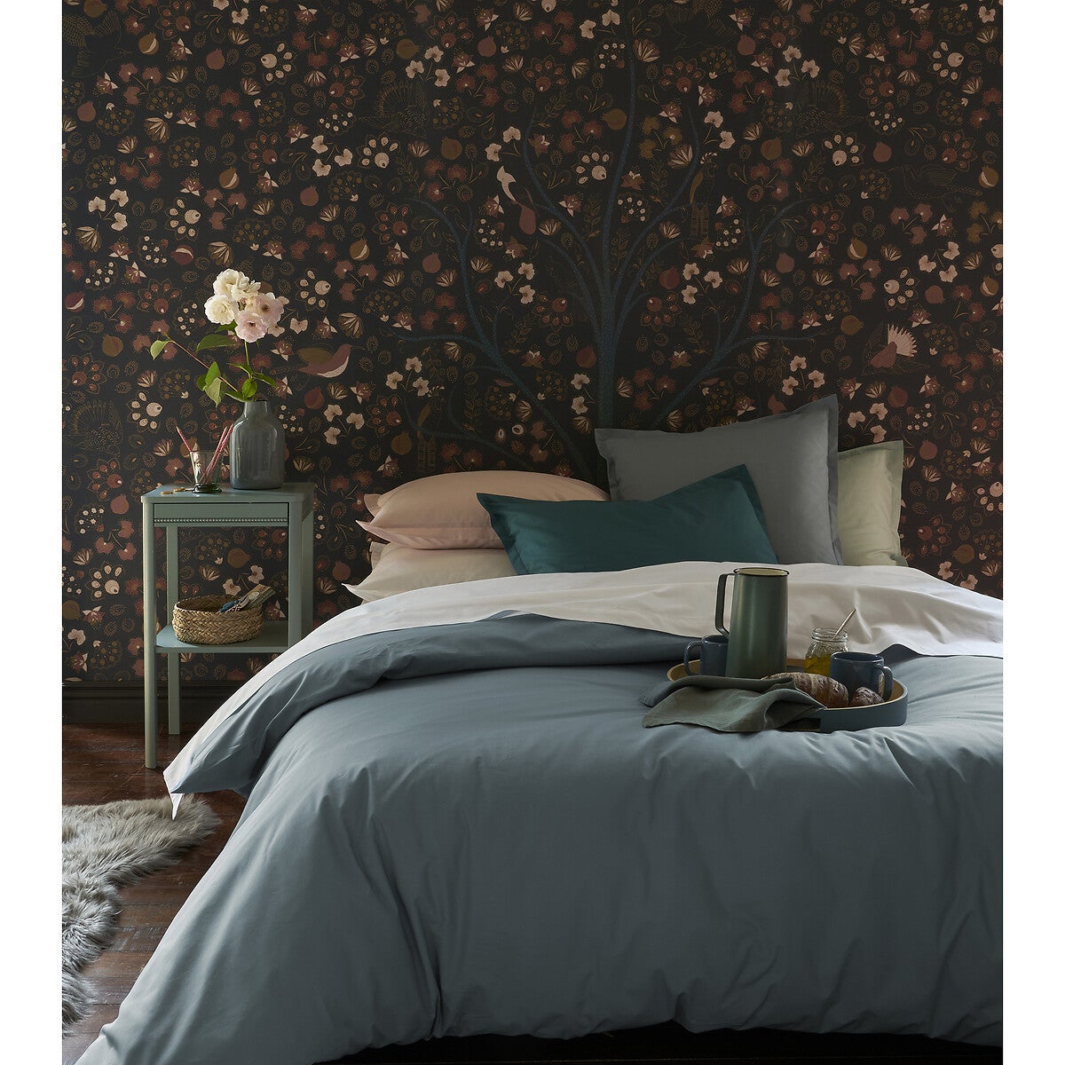 Drap housse en percale coton bonnet 30 cm Scenario - Carbone - 120 x 200 cm - 5