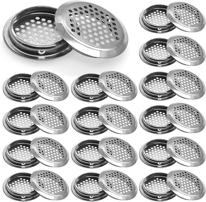 30 sztuk 53 mm Okrągła kratka wentylacyjna ze stali nierdzewnej, kratka wentylacyjna ze stali nierdzewnej z pokrywą wentylacyjną