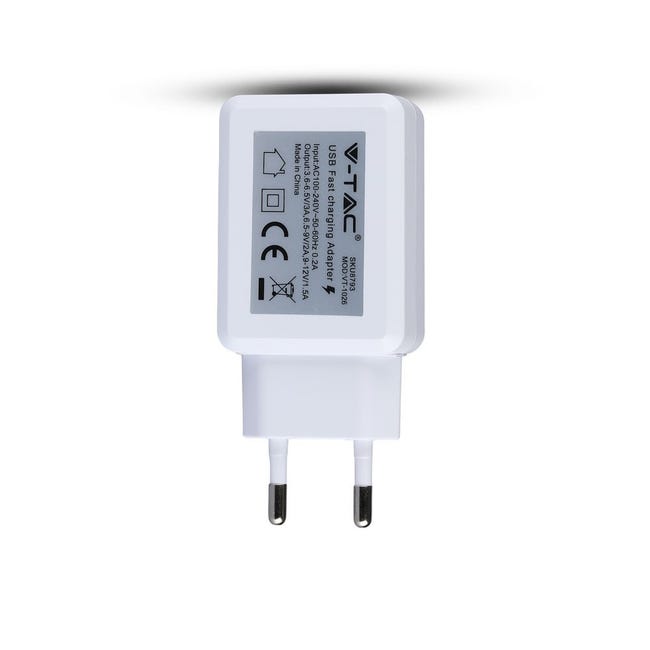 Caricatore USB Rapido QC3.0 Con 3 Porte, Potenza 65W E Protezione Da Sovraccarico, Compatto Per Viaggi