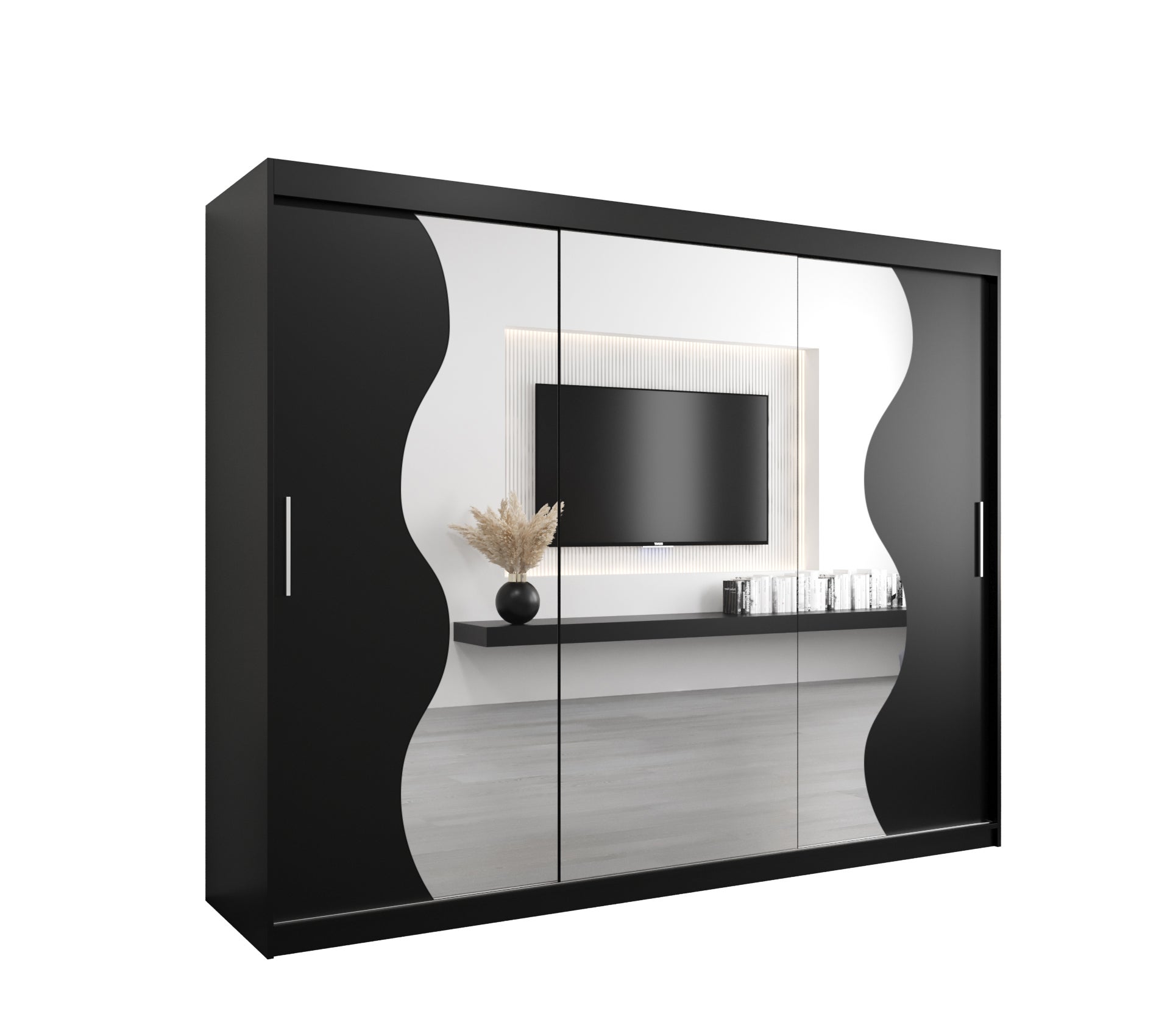 Szafa przesuwna garderoba MADRYT 250 x 62 x 200 cm Czarny - Abiks Meble
