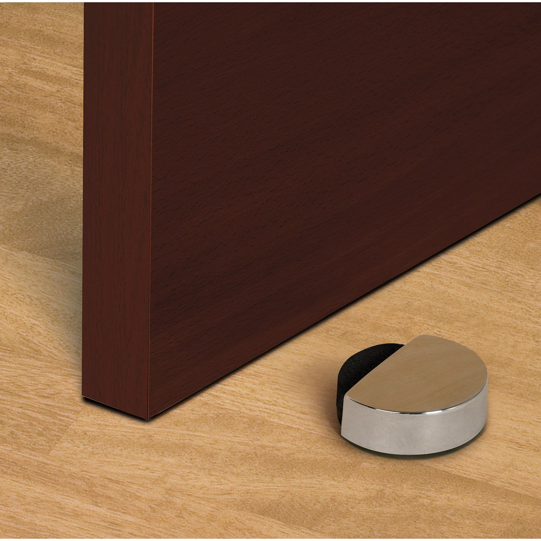 Bloc porte | Style fonctionnel | Protège les murs et les portes contre les impacts | Fabriqué en plastique | Fini chromé mat | Mesures 47*44*16mm | - 2