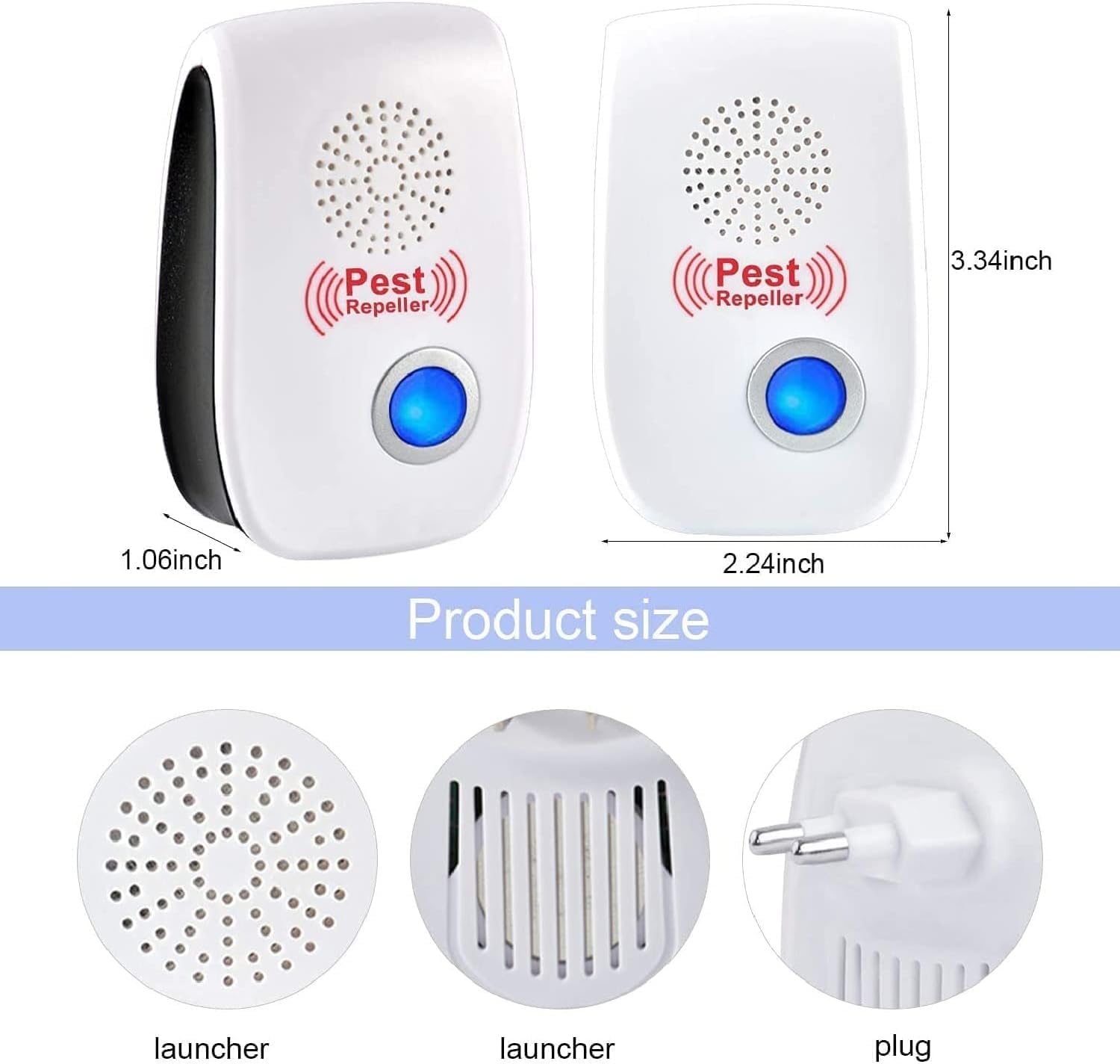 Ultrason Anti Moustique, 6 Pack Ultrason Souris et Rats & Insectes Répulsif Électronique, Répulsif Ultrason Anti-Rongeurs Insectes Anti Insectes, Mous - 2