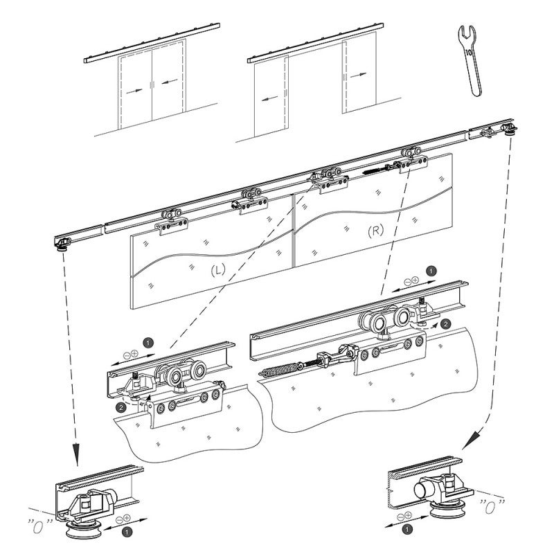 Kit de synchronisation pour 2 portes en verre pour SLID'UP 190 - 7