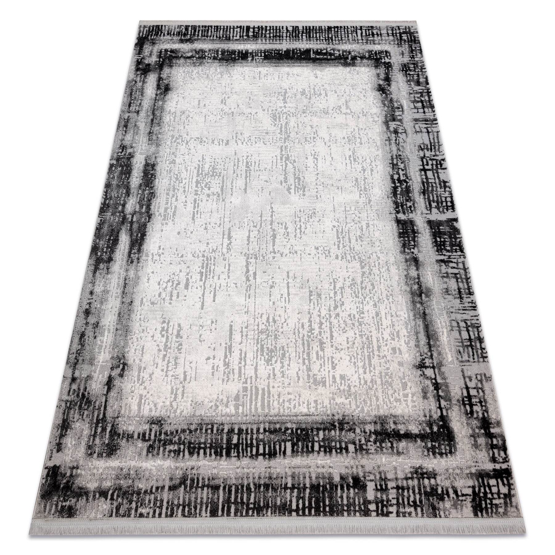 Dywan TULS nowoczesny, strukturalny, frędzle 51235 Vintage, przecierany, ramka antracyt 160x220 cm