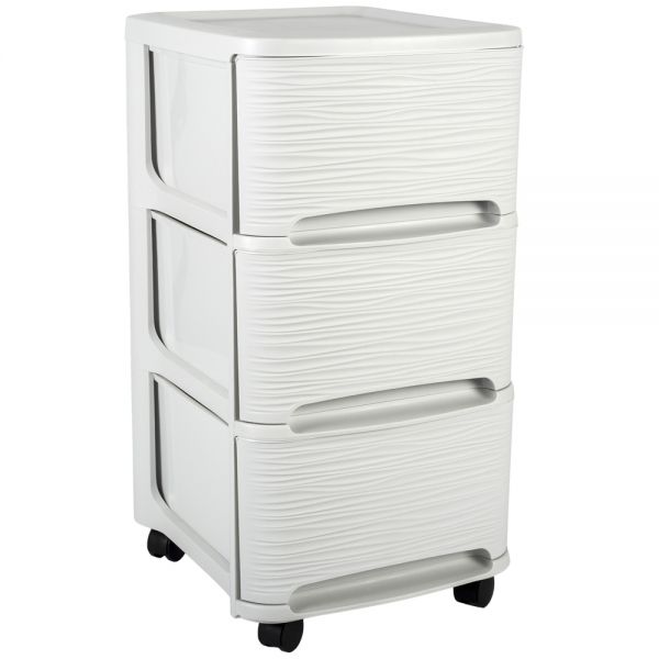 Tour de rangement en plastique moderne 3 tiroirs - Blanc