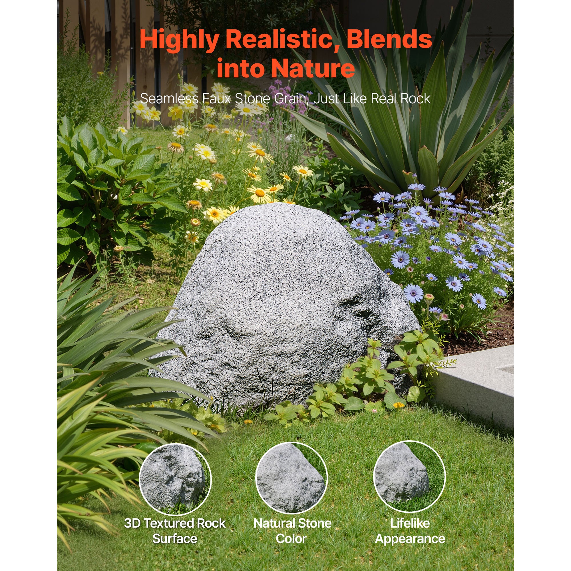 Roche Artificielle Decorative SucceBuy pour Jardin, Couverture en Faux Rocher, Pierre Creuse pour Masquer Pompe ou Equipement, Gris, Petite Taille - 2