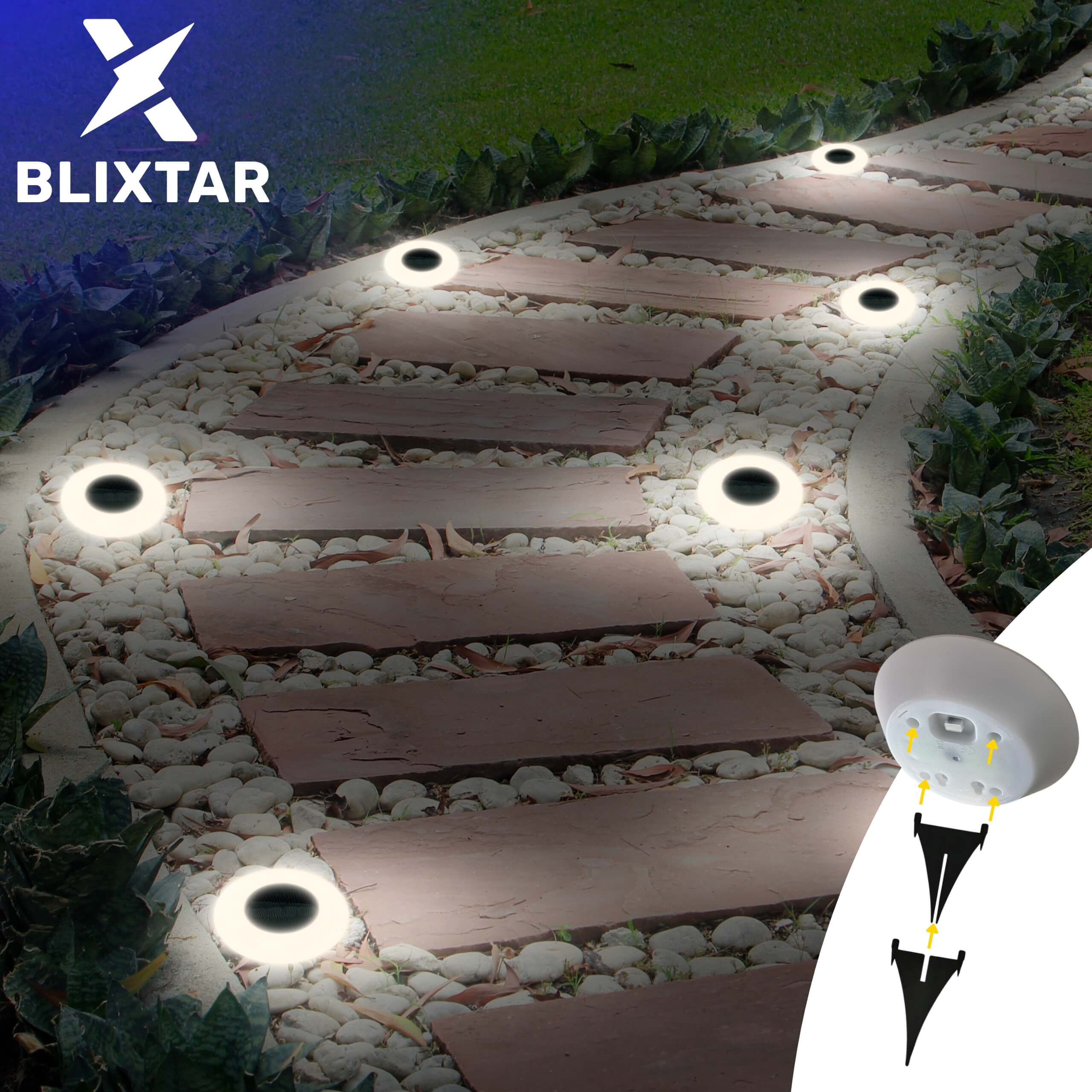 Zestaw 4x Gruntowa Lampka Solarna Ogrodowa Wbijana 14 LED, Najazdowa Wodoodporna - 6