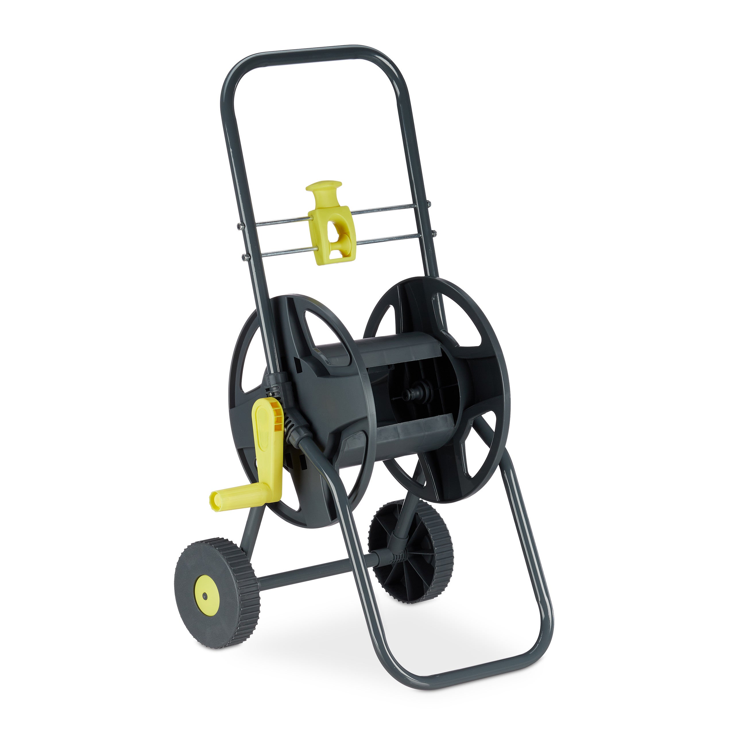 COSTWAY Slangwagen van metaal, 70 m voor 20 mm slang, tuinslangwagen met 2 rubberen wielen, mand en zwengel, verrijdbaar, slanghaspel voor tuin balkon, 76 x 55 x 92 cm (zwart