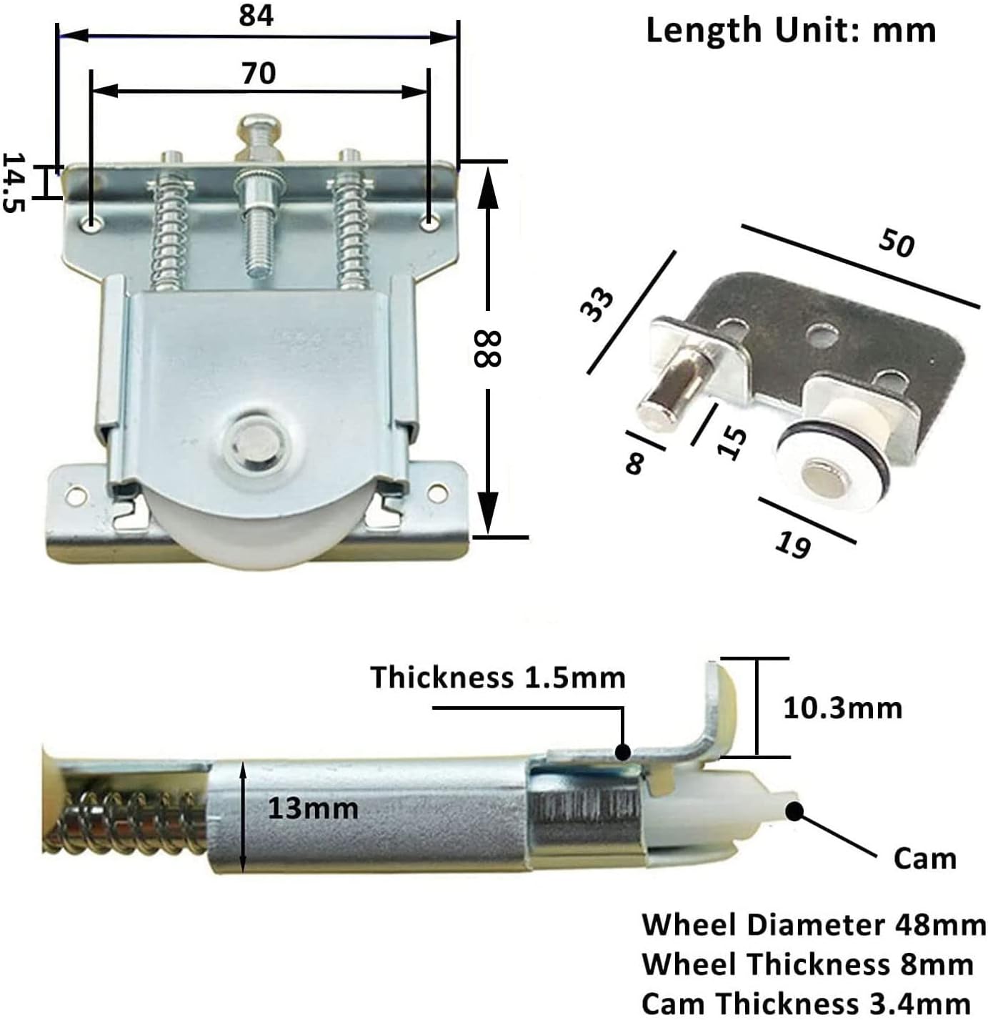 2 Paires Roulette Porte Coulissante Placard,Roulette de Coulissante,Rouleau Placard,Meubles Roues Coulissante,pour Armoires, Fenêtres, Portes Coulissa - 2
