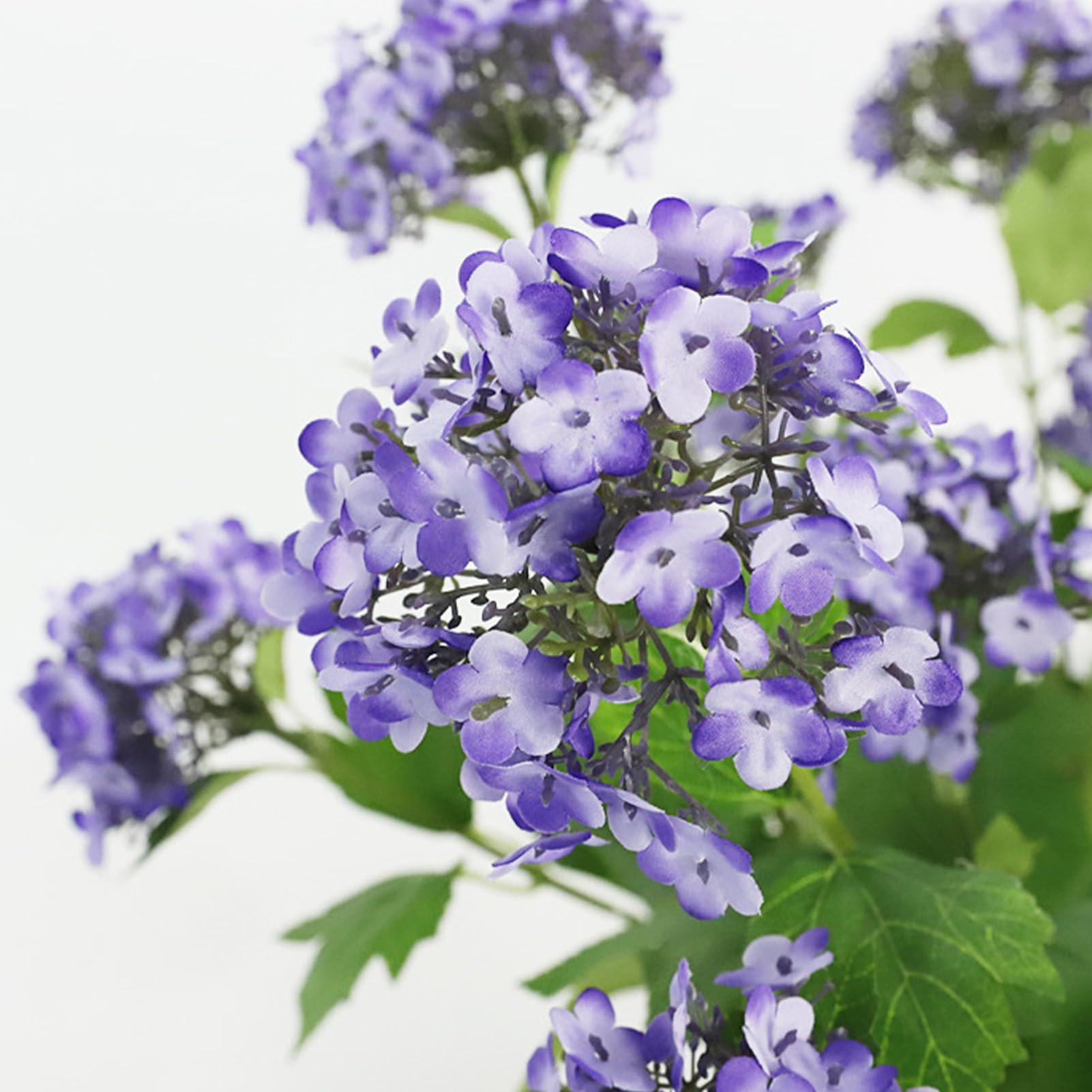 Hortensia artificiel réaliste, 3 têtes de fleurs, fleur de Simulation décorative pour la maison, le mariage et le bureau (violet) - 7