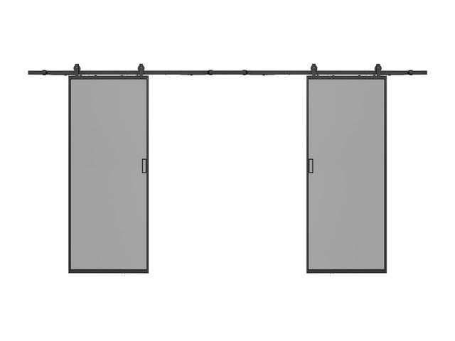 Porte coulissante double avec système en applique - aluminium et verre trempé fumé - 2 x H205 x L93 cm - LINCI II