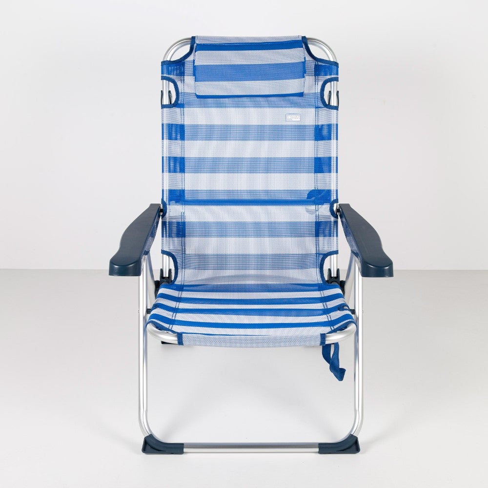 Chaise longue pliante chilienne bois et tissu rouge 3 positions | Maisons du Monde