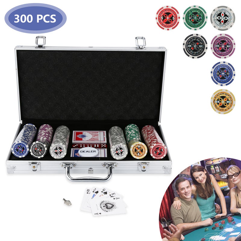 Jetons de poker boîte en métal ensemble de poker 300 jetons ensemble de poker étui de poker dés