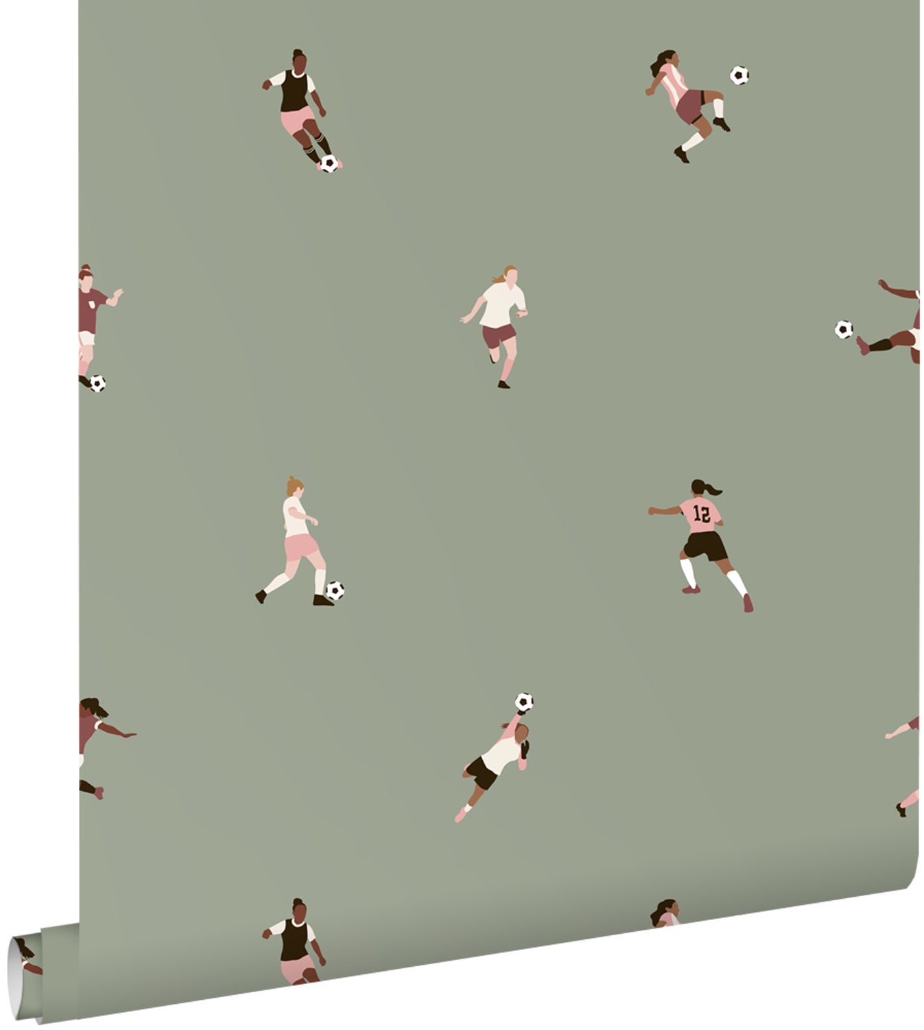Tapeta piłkarki szaro zielonym - 50 x 900 cm - ESTAHOME