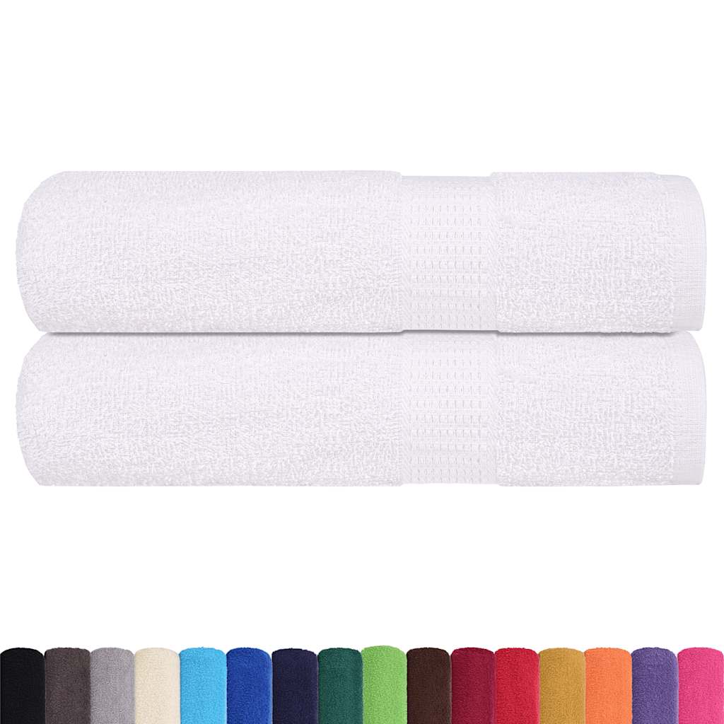 Set Di 2 Asciugamani Da Bagno XXL In Cotone - 100x150 Cm, 650 G/mq, Bianco, Lavabili A 95°C