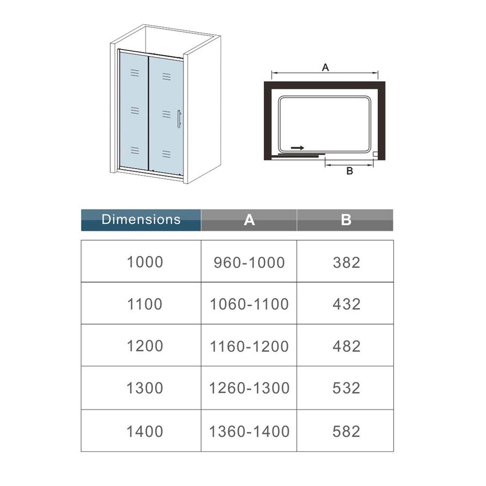 Porte de douche coulissante 110cm en niche Hauteur 190cm porte de douche Océan - 5