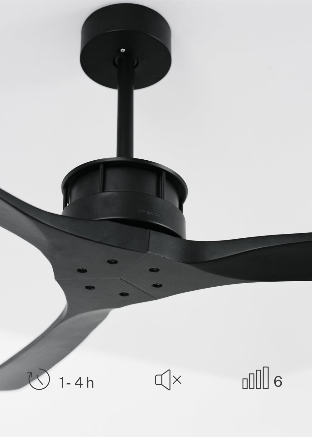 WIND LARGE DC - Ventilateur de Plafond 40W Silencieux XL Ø152 cm - Sans Lumière et Sans WIFI - 5