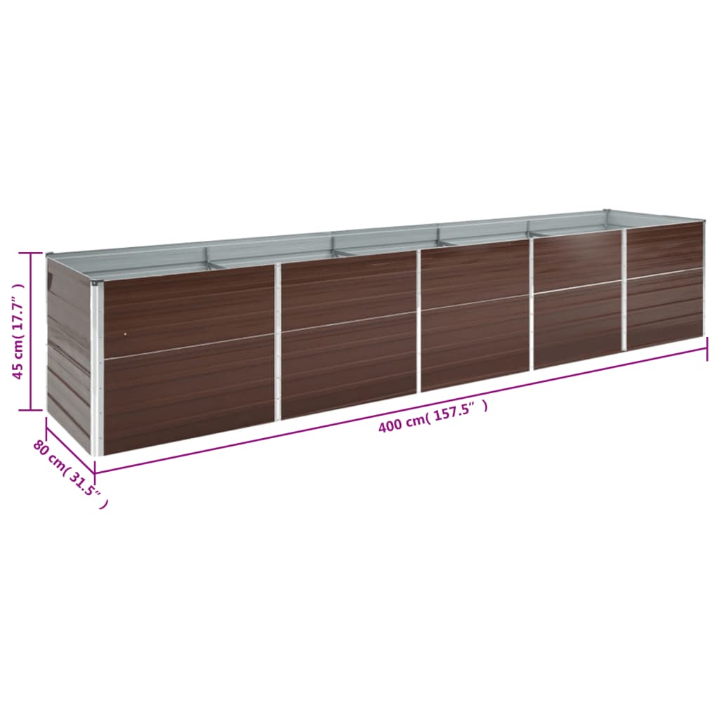 Maison Exclusive - Lit surélevé de jardin Acier galvanisé 400x80x45 cm Marron - 6