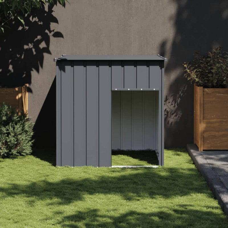 Buda dla psa, z dachem, antracytowa, 110x103x109 cm, stal