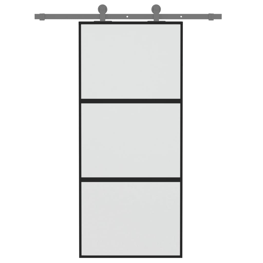Puerta corredera | Puerta de la cocina vidrio templado y aluminio negra 90x205 cm CFW31216 - 3
