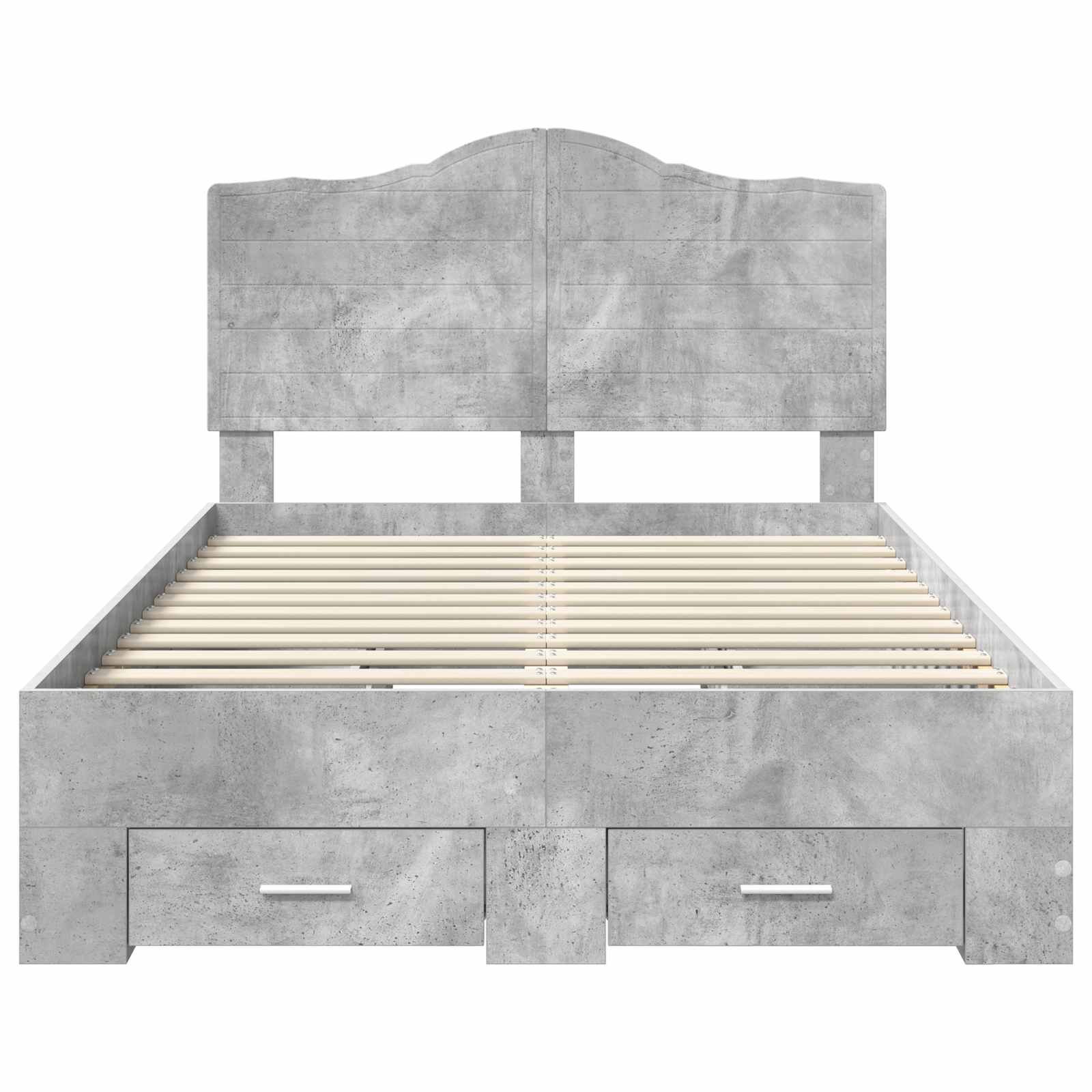 Cadre de lit en panneau de bois, gris béton, pour la chambre, 135 × 190 cm - 8